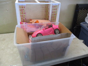 lot 19 image: Doll Bed and Box of Barbies