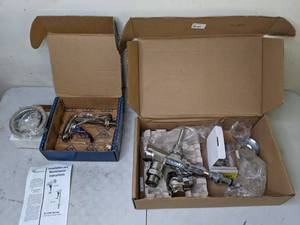 lot 439 image: T&S B-1220 Pedestal Push Back Glass Filler and Other Faucet Accessories