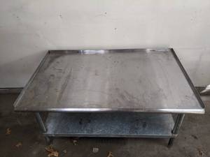 lot 353 image: 30 x 48 Stainless Steel Commercial Work Table with Galvanized Legs and Undershelf