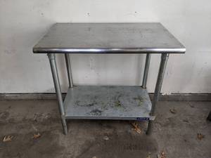lot 357 image: 24 x 36 Stainless Steel Commercial Work Table with Galvanized Legs and Undershelf