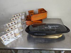 lot 358 image: Assortment of Hennessy Bar Condiment Holder Tray and Tabletop Displays Acrylic Displayettes and Hendricks Gin Boxes