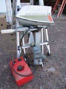 lot 2 image: Evinrude Fisherman Boat Motor with 3 Gallon Gas Tank.&nbsp