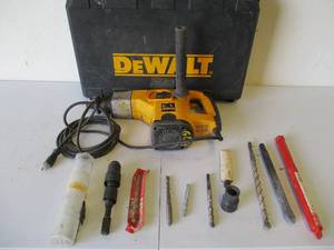 lot 9 image: Dewalt Rotary Masonry Hammer with Chisel and Bits in case with Manual. Works.