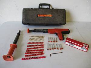 lot 33 image: Remington MasonryNail Gun- Low Velocity Powder Actuated Tool in case. Model 495.