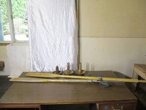 lot 78 image: Lot of BoatMarine Supplies. Anchors, Rope and Oars.