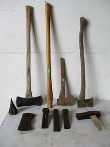 lot 207 image: Lot of Axes, Axe parts and splitting tools