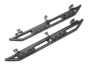 lot 166 image: NOS RedRock Side Armor with Step Pads - Textured Black - Part No. J125457-JL - fits 2018-2022 JEEP Wrangler JL 4-Door