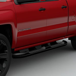 lot 171 image: NOS Genuine GM 4 BLACK Round Step Bars - Part No.22805437 - Fits 2014-2019 Chevrolet Silverado Crew Cab 150025003500 & GMC Sierra Crew Cab 150025003500