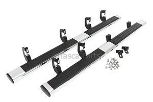 lot 172 image: NOS Genuine GM 6 Oval Chrome Step Bars - Part No. 22820409 - Fits 2012-2014 Chevrolet Silverado Crew Cab & GMC Sierra Crew Cab