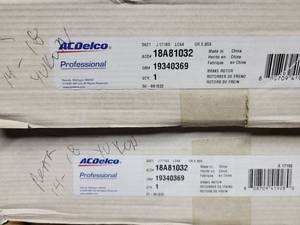 lot 203 image: NOS ACDelco Brake Rotor Set - Part No. 19340369