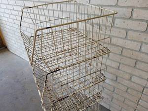 (5) Vintage Wire Stacking Baskets - Overall about 42 x 18 x 17
