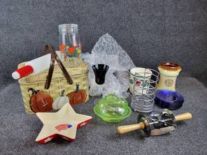 Vintage Metal Picnic Basket, Black Wine Glasses (4) and More