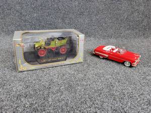 1954 Chevy Bel-Air Convertible Diecast Model and 1907 Cadillac Model M 132 Scale Diecast Model