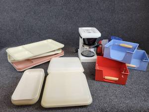 Vintage Tupperware Trays, Containers, MR. Coffee 4-Cup Coffeemaker and More