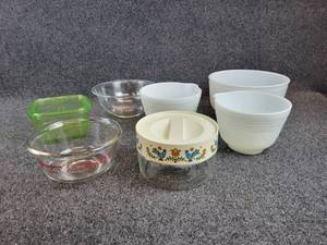 Vintage Pyrex Bowls, Vaseline Glass and More