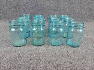 Lot of (12) Vintage Blue Ball Mason Jars