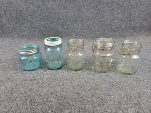 Lot of (5) Vintage Mason Jars - Ball & Atlas