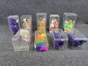 Lot of (9) Vintage TY Beanie Babies in Cases