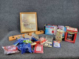 Vintage McDonalds Toys, Reach Arm, Coat Rack, Budweiser Stein, Games and More