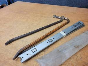 Pair of Crow Bars, Picture frame brackets and Drawer Slides