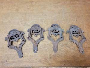 Lot of (4) LOUDENS Double Tread Barn Door Rollers - Cast Iron
