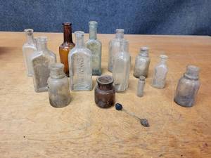 Lot of Antique Small Glass Bottles - Watkins, Bluing and More
