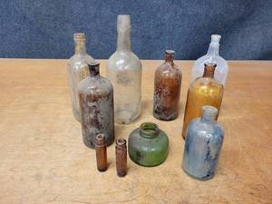 Lot of Antique Bottle - Old Quaker Whiskey, Hi-Lex and More
