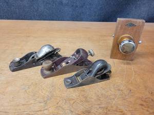 Lot of (3) Vintage Planers and a Wieser Salesman Sample Doorknob Assembly
