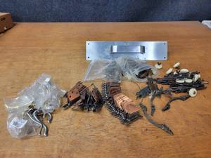 Large Lot of Cupboard Hinges, Drawer Pulls and More