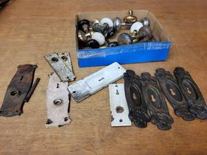 Lot of Antique Door Knobs and Plates