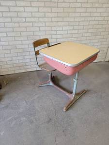 Vintage Steel School Desk