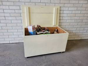Wood Toy Chest on Wheels - Includes Beanie Babies and More