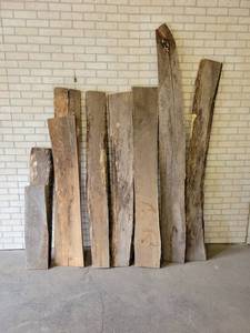 Lot of (9) Pieces of Live Edge  Rough Sawn Lumber  - Tallest is 90, Most is 1-14 Thick