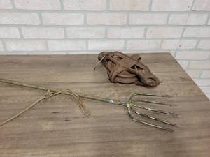 Vintage Fishing Spear and Antique Pulley - Spear is 54 Long