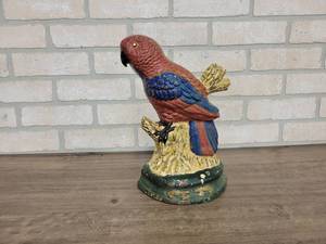 Cast Iron Parrot Statue - 12 Tall
