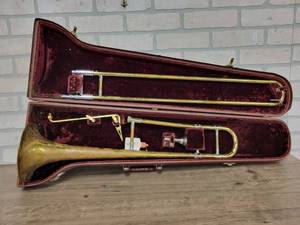 Vintage Brass Collegiate Trombone by Holton w Case