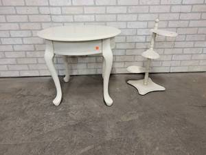 Very Nice Painted Table and Plant Stand - Table is 24 Diameter x 21 Tall