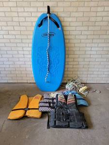 OBrien Wakesurfing Board w Ropes and Life Jackets - Board is about 52 x 22