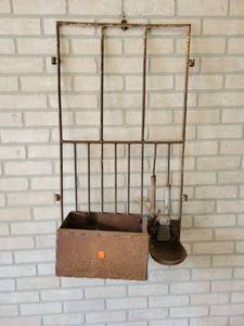 Antique Feeder  Waterer on Steel Gate - Awesome for flowers in the yard - 35 x 20