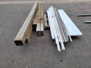 Lot of 6x6 Wood Beams - Includes 10, 8, (2) 46, (1) 6x4x100 Beam, 30 Interior Solid Door and Assorted Trim