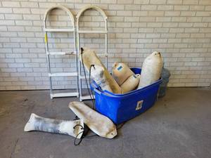 Lot of (10) Boat Dock Bumpers and (2) Boat Ladders