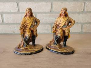 Pair of Vintage Cast Iron Shiek Bookends - Each is about 6.5 Tall