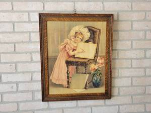 Vintage German Litho Print - 23 x 19 Overall