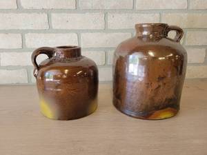 Pair of Vintage Stoneware Jugs - 9 and 7 Tall
