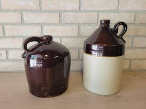 Pair of Vintage Stoneware Jugs - 12 and 9 Tall