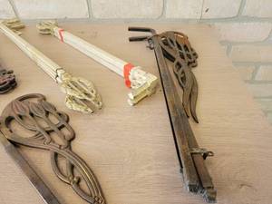Large Lot of Vintage Cast Iron and Cast Aluminum Curtain Rod Holders