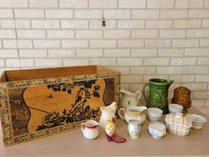 Vintage Wood Box, Bone China and More