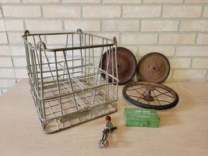 City View Dairy Oshkosh WI Milk Crate, Antique Buggy Wheels, Vintage Snake Bite Kit and More