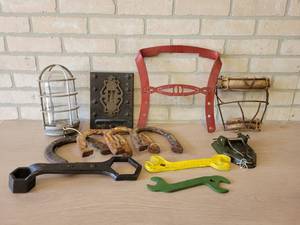 Antique Horse Hair Catchers Mask, Decorative Iron, Case and John Deere Wrench and More