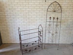 Steel Garden Shelf (30 x 12 x 38 Tall), and Steel Trellis (22 x 71)